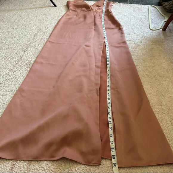 NWT BHLDN Piper V Neck Satin Gown Maxi Side Slit Sedona Size 4 - Picture 13 of 14
